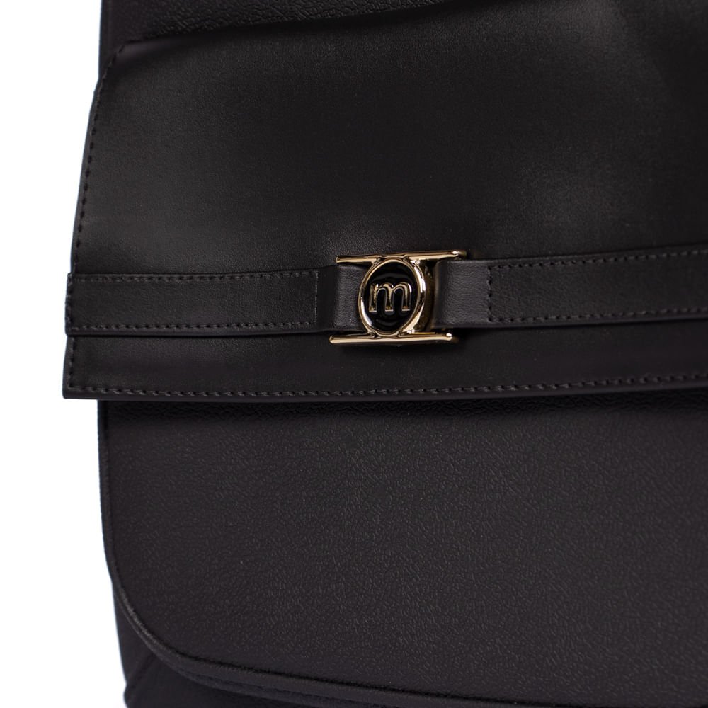 Mochila Feminina Moleca PVC Alças Gorgurão Preto Preto 4
