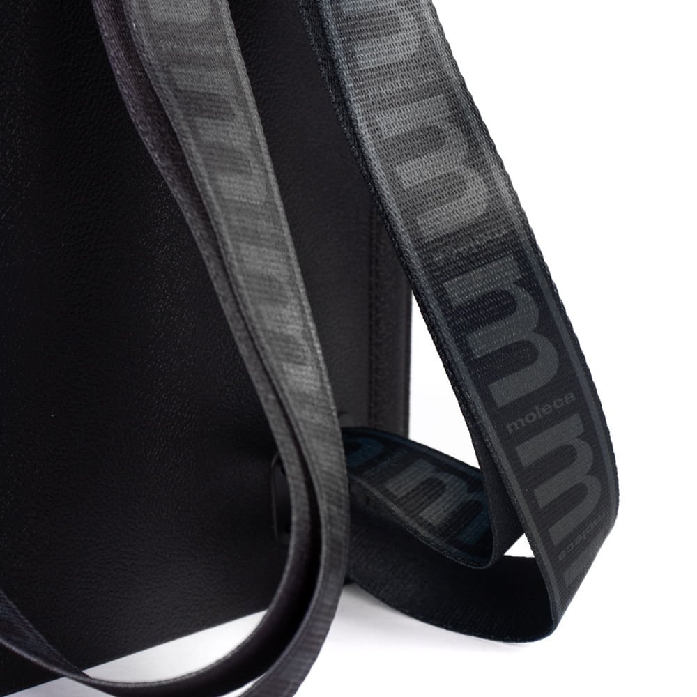 Mochila Feminina Moleca PVC Alças Gorgurão Preto Preto 6