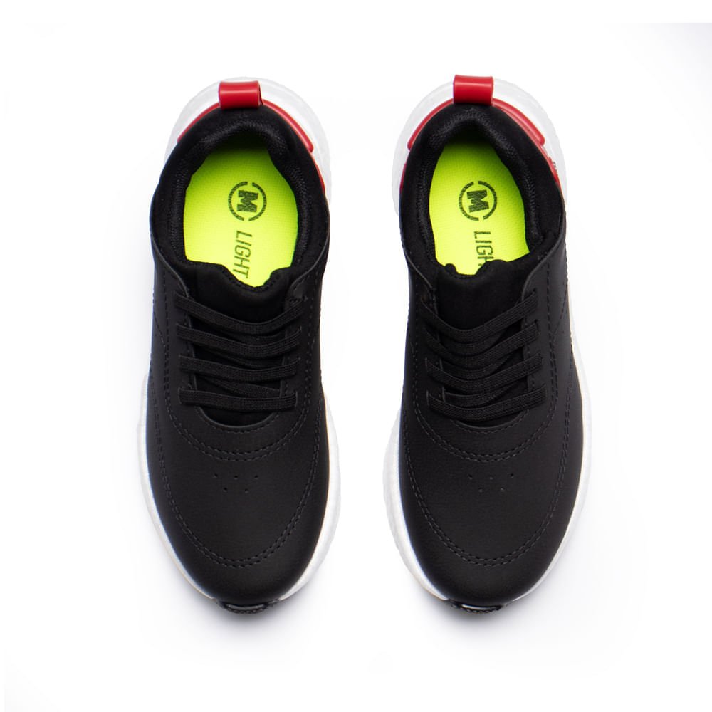 Tênis Infantil Molekinho Napa Elástico Preto/Vermelho Preto/Vermelho 4