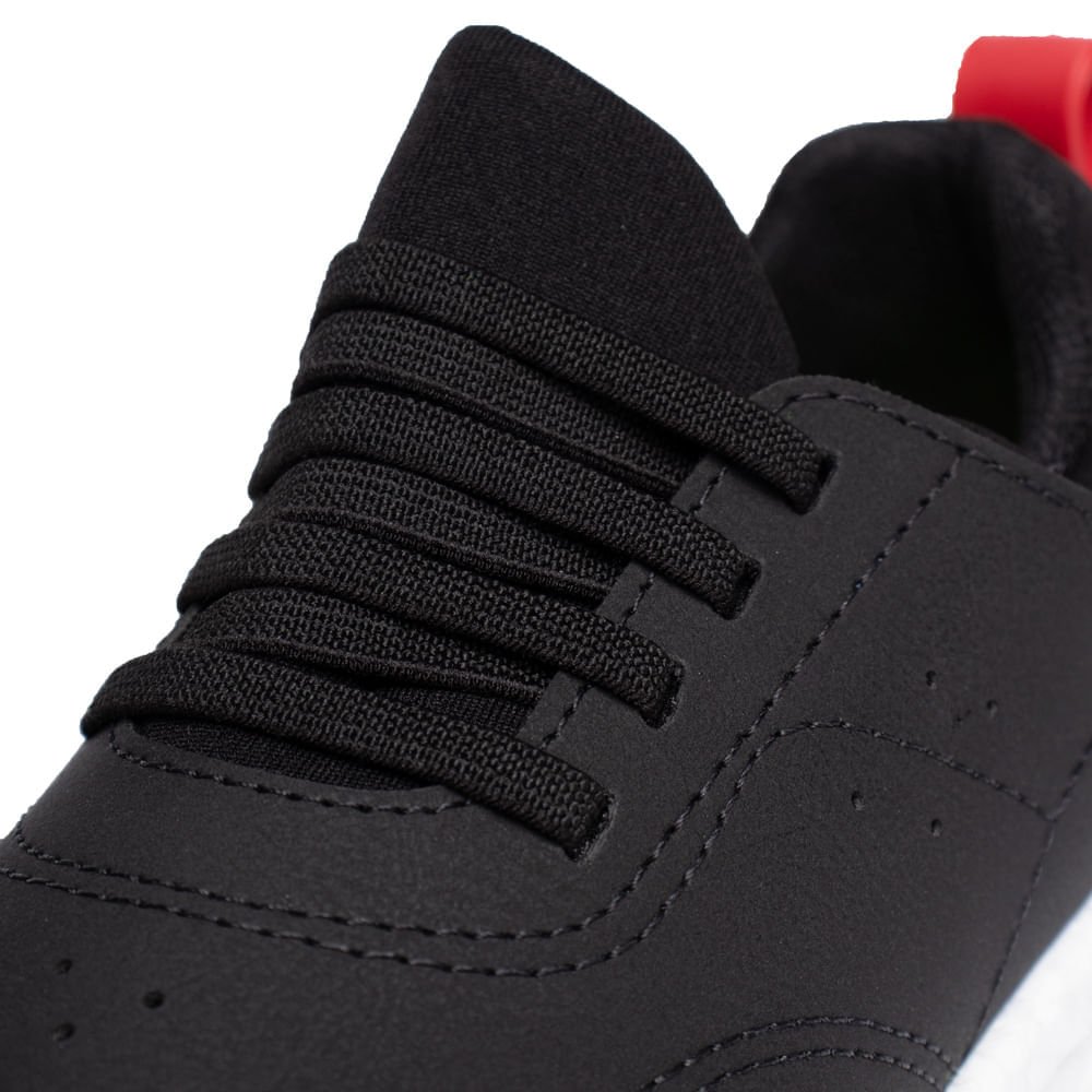 Tênis Infantil Molekinho Napa Elástico Preto/Vermelho Preto/Vermelho 5