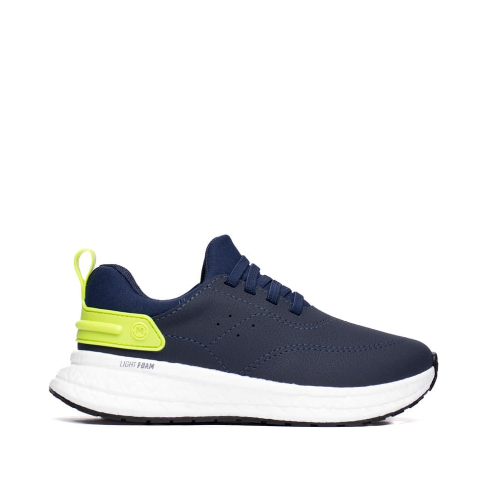 Tênis Infantil Molekinho Napa Cadarço Elástico Marinho/Verde