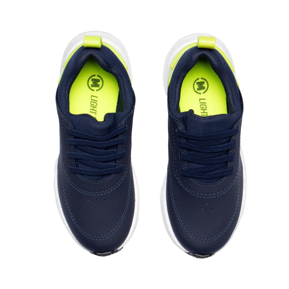 Tênis Infantil Molekinho Napa Cadarço Elástico Marinho/Verde Marinho/Verde 4