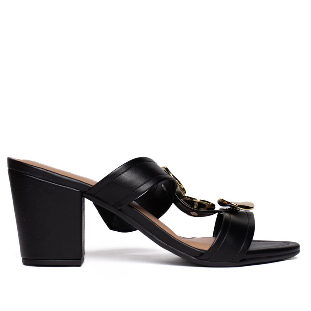 Tamanco Feminino Beira Rio Salto Grosso Napa Preto