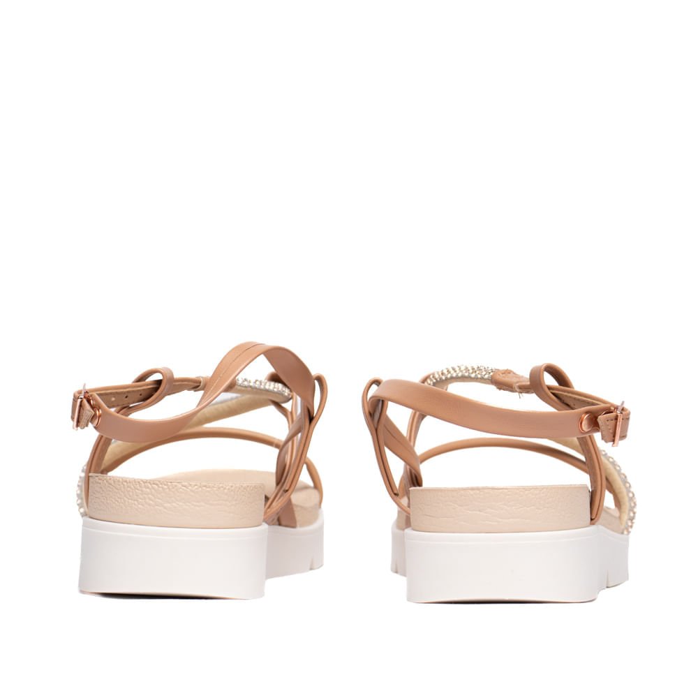 Sandália Feminina Beira Rio Strass Flatform Rosé/Bege Rose 3