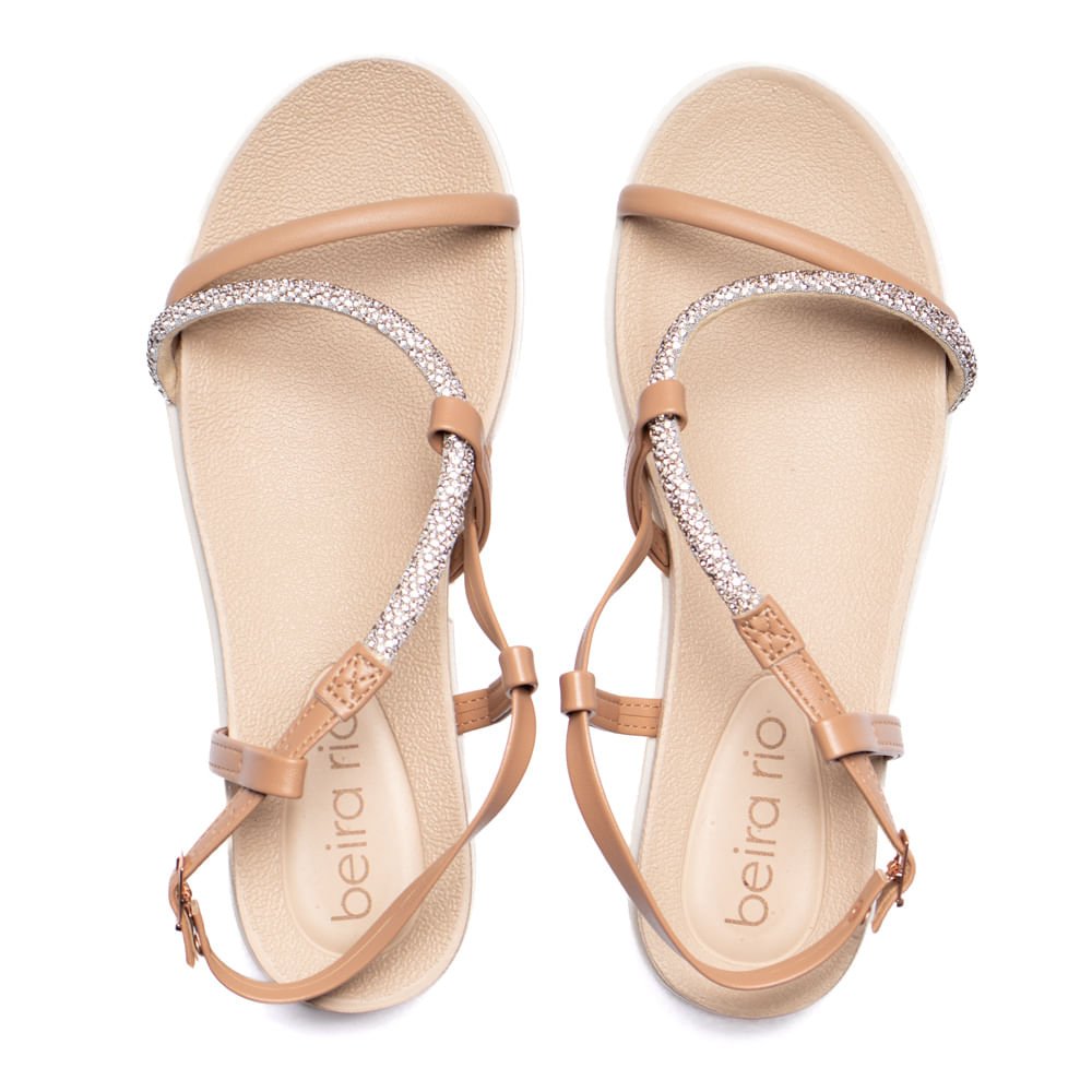Sandália Feminina Beira Rio Strass Flatform Rosé/Bege Rose 4