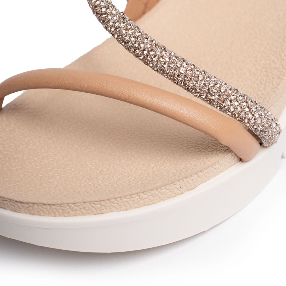 Sandália Feminina Beira Rio Strass Flatform Rosé/Bege Rose 5