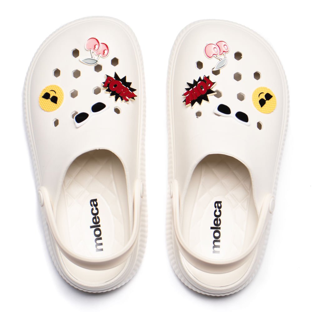 Sandália Babuche Feminina Moleca Pins EVA Off White Branco 2