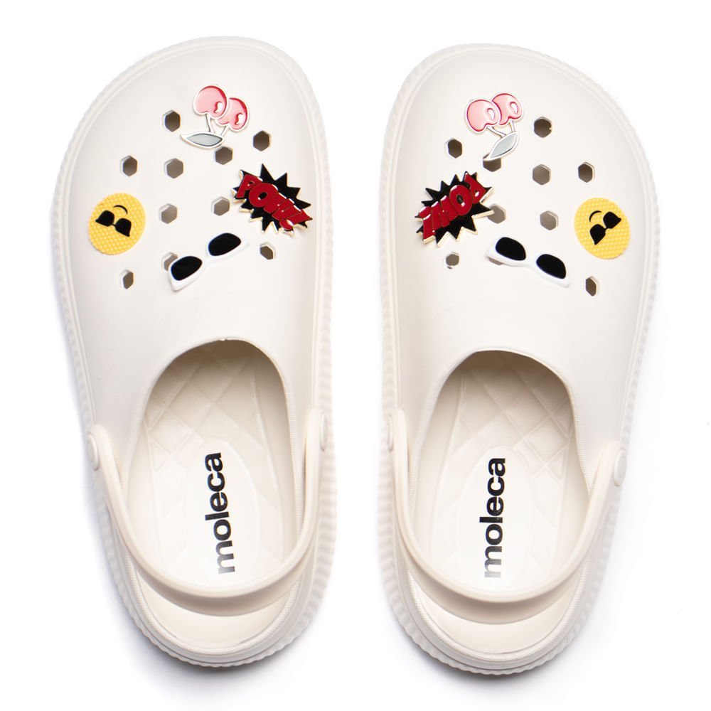 Sandália Babuche Feminina Moleca Pins EVA Off White Branco 2