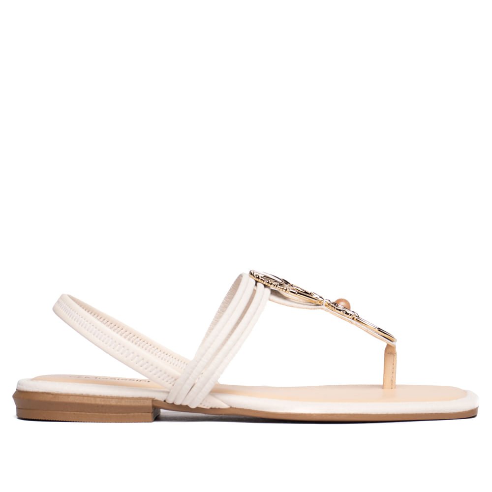 Sandália Feminina Mississipi Rasteira Salto Off White/Bege