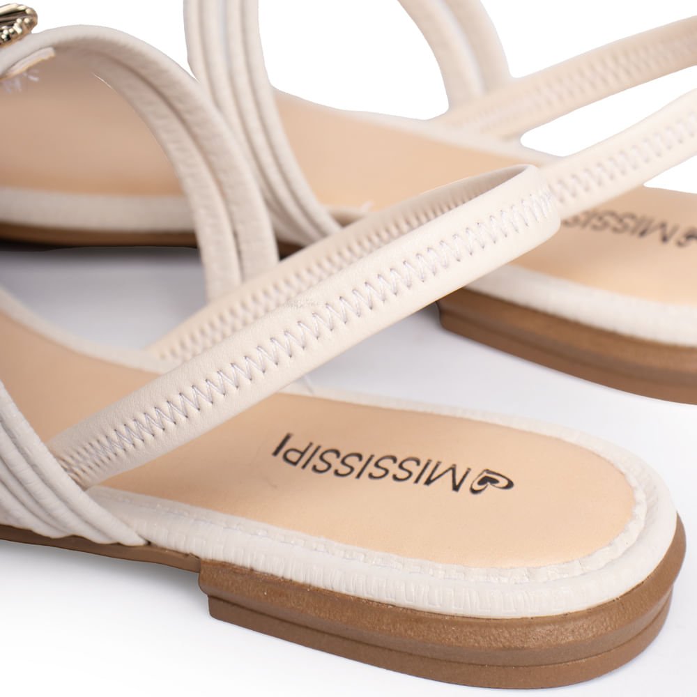 Sandália Feminina Mississipi Rasteira Salto Off White/Bege Off White 6