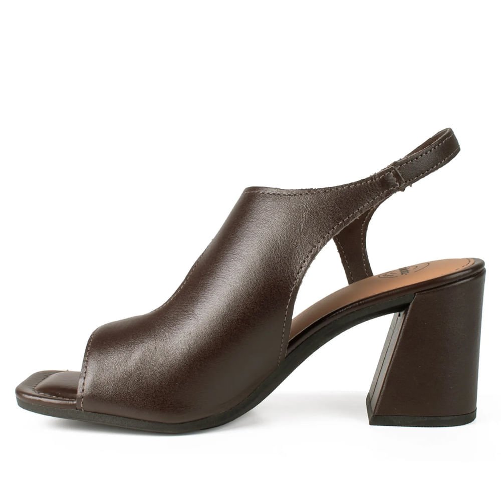 Sandália Feminina Dakota Salto Bloco Couro Marrom Marrom 3