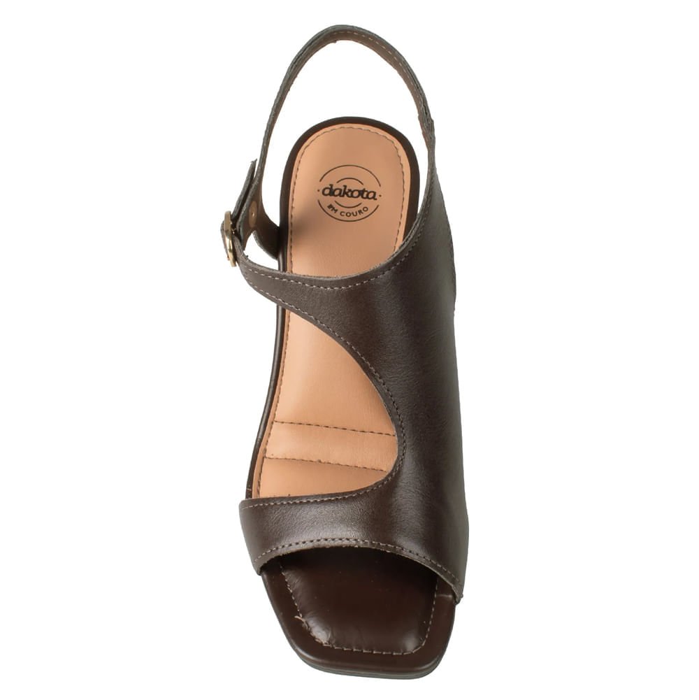 Sandália Feminina Dakota Salto Bloco Couro Marrom Marrom 4