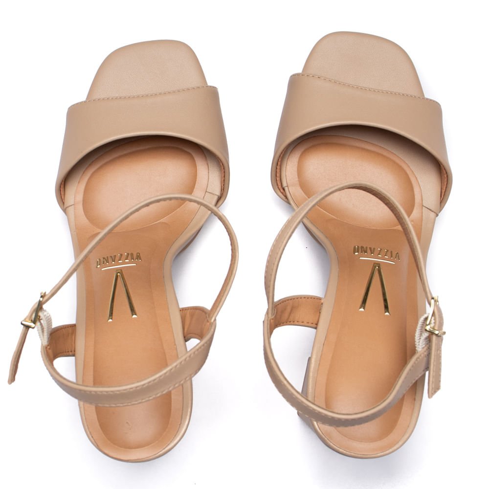 Sandália Feminina Vizzano Salto Alto Verniz Bege Bege 4