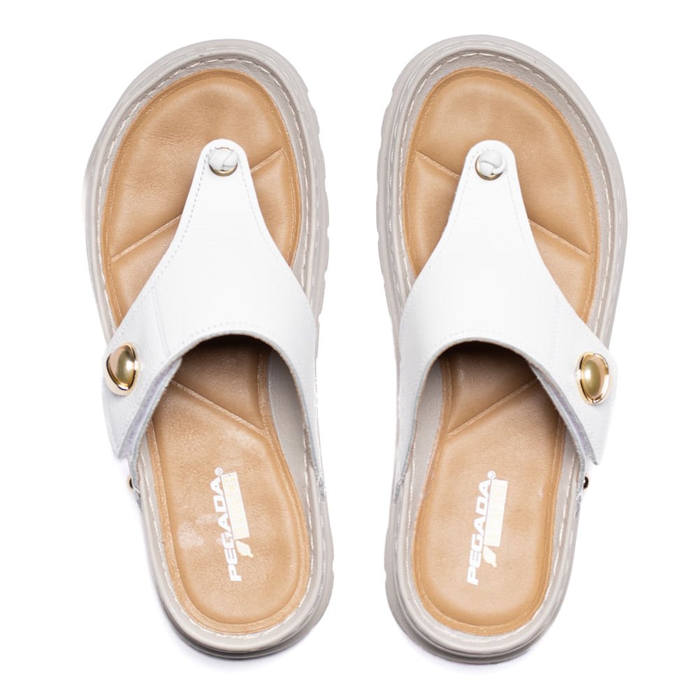 Chinelo Feminino Pegada Flatform Couro Burnished Branco