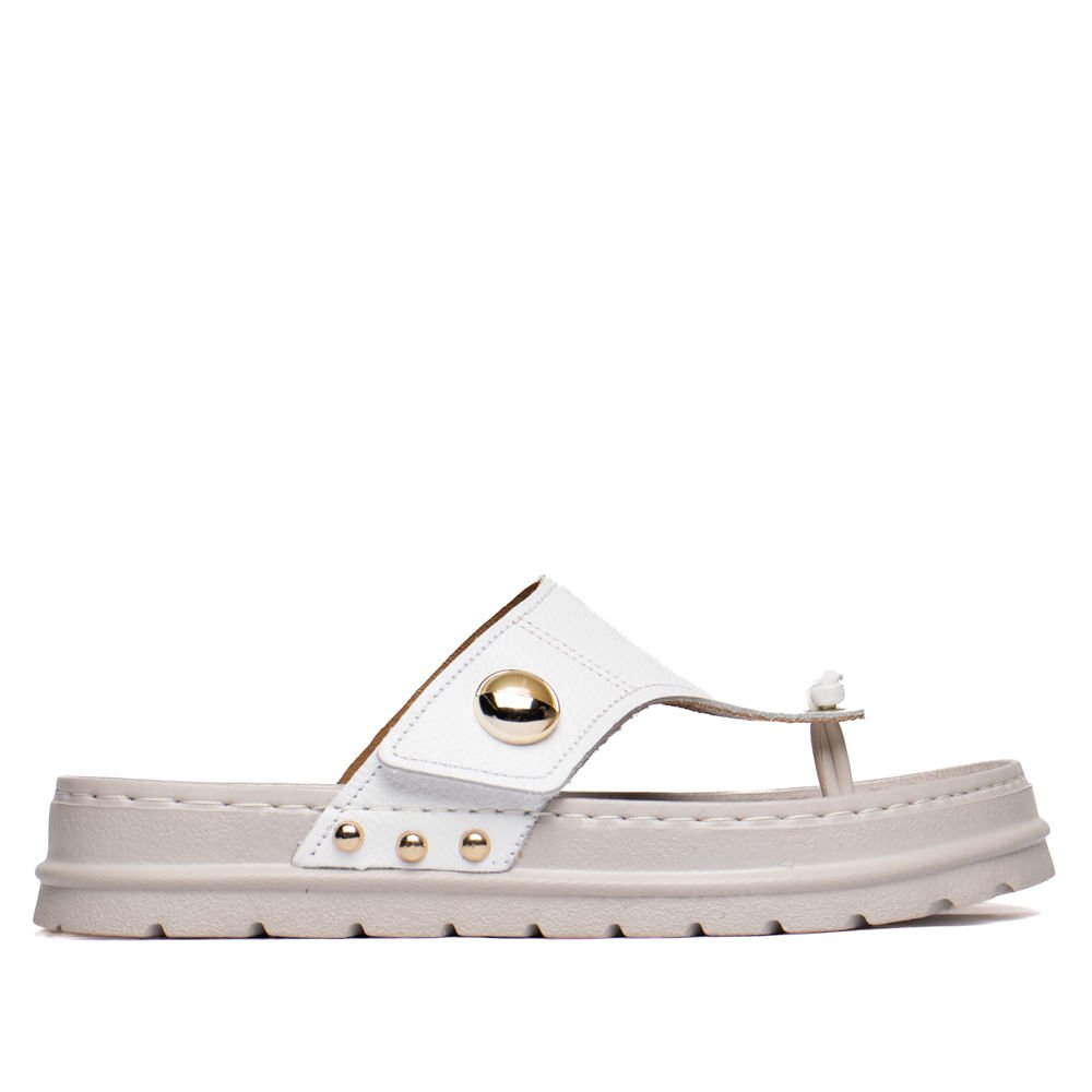 Chinelo Feminino Pegada Flatform Couro Burnished Branco Branco 2