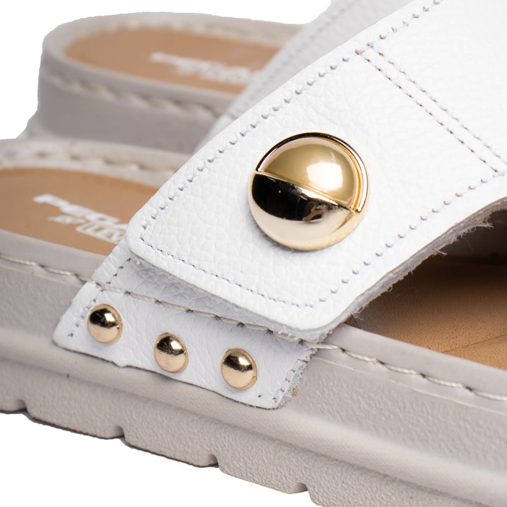Chinelo Feminino Pegada Flatform Couro Burnished Branco Branco 4