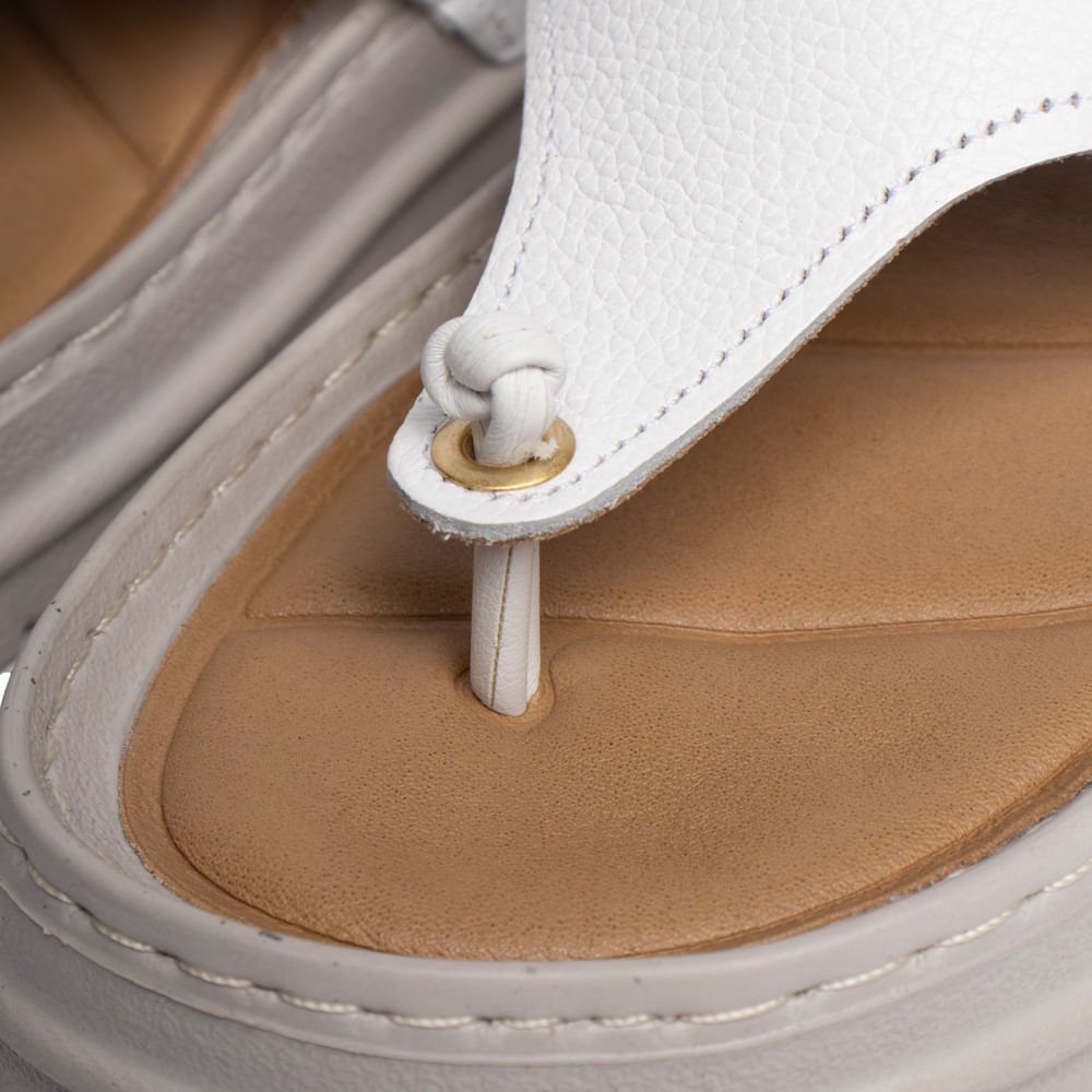 Chinelo Feminino Pegada Flatform Couro Burnished Branco Branco 5