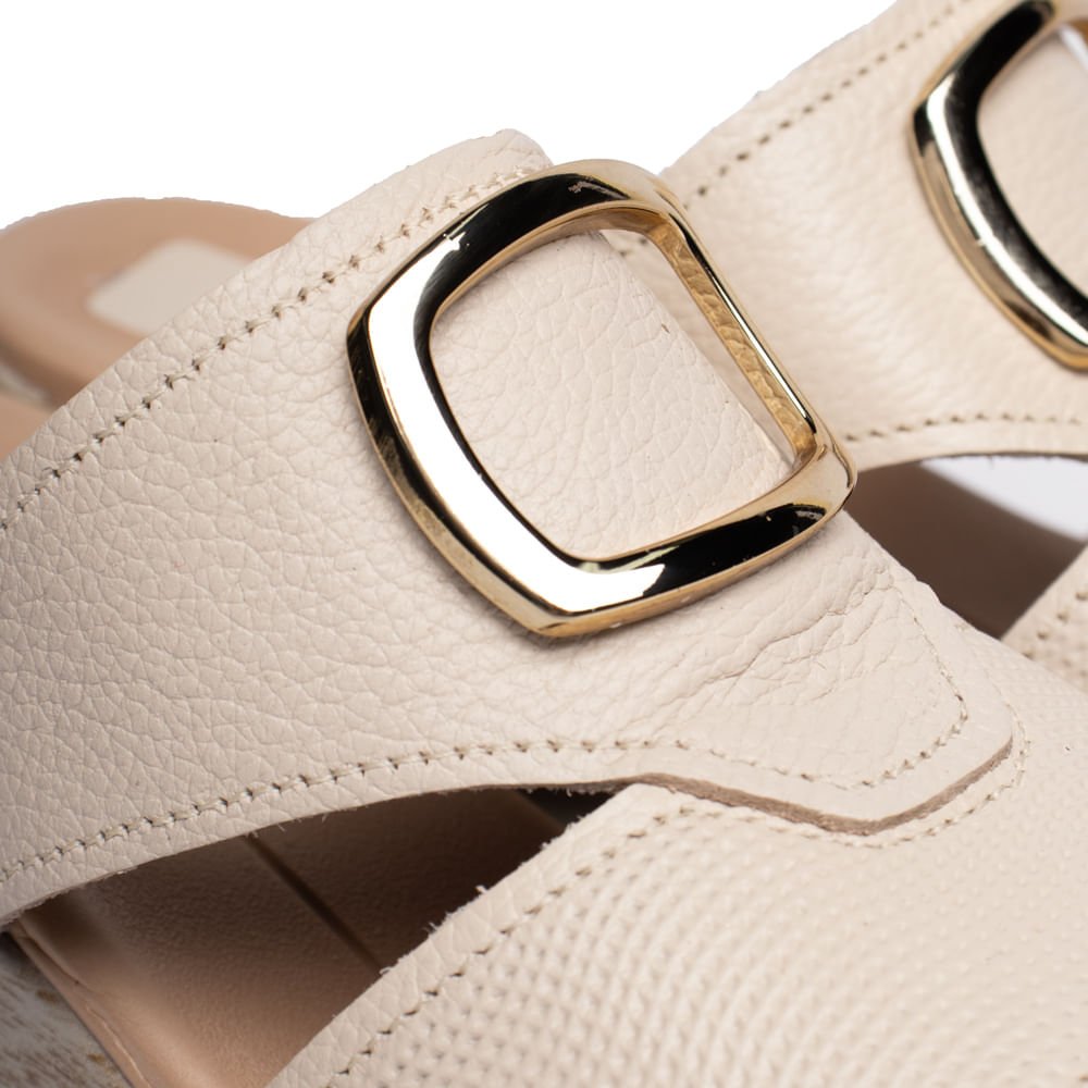 Tamanco Feminino Pegada Anabela Couro Burnished Off White Off White 5