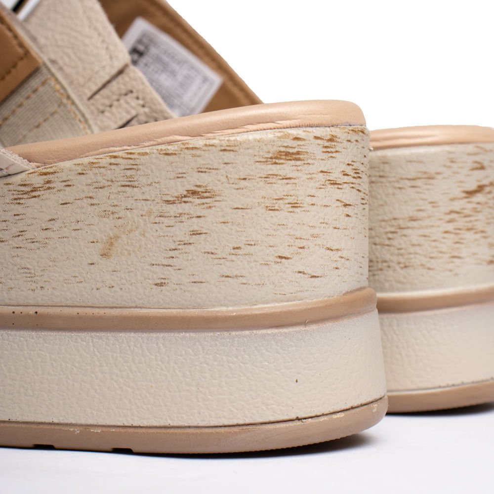 Tamanco Feminino Pegada Anabela Couro Burnished Off White Off White 6