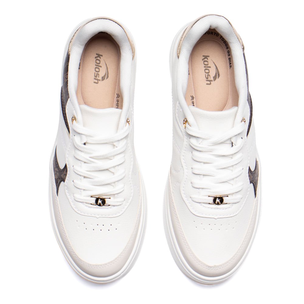 Tênis Feminino Kolosh Flatform Impulse+ Branco/Marrom Branco/Marrom 4