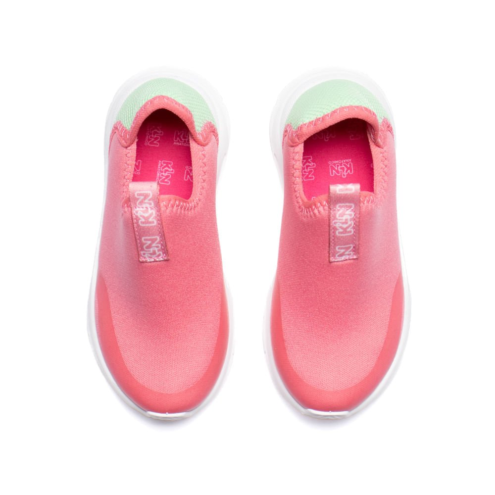 Tênis Infantil Klin Slip On Calce Fácil Têxtil Rosa/Verde Rosa/Verde 4