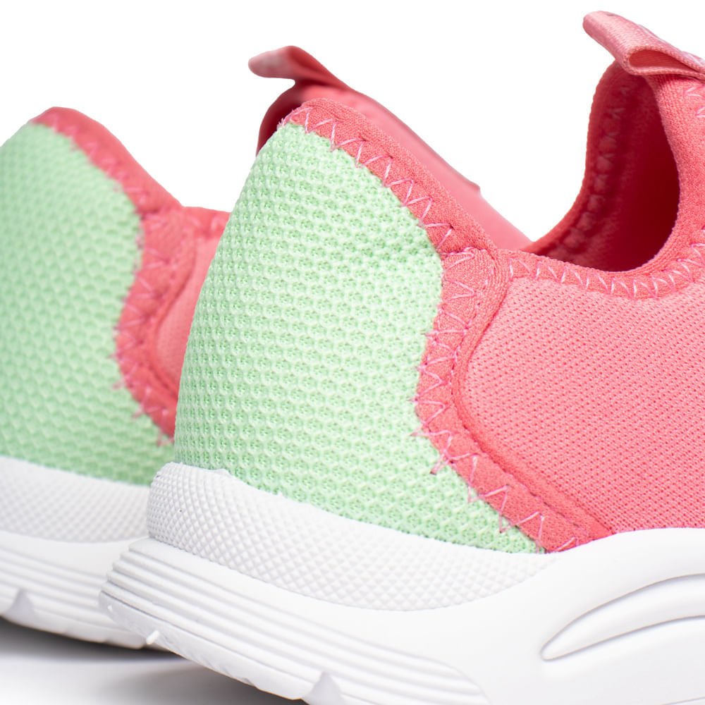 Tênis Infantil Klin Slip On Calce Fácil Têxtil Rosa/Verde Rosa/Verde 6