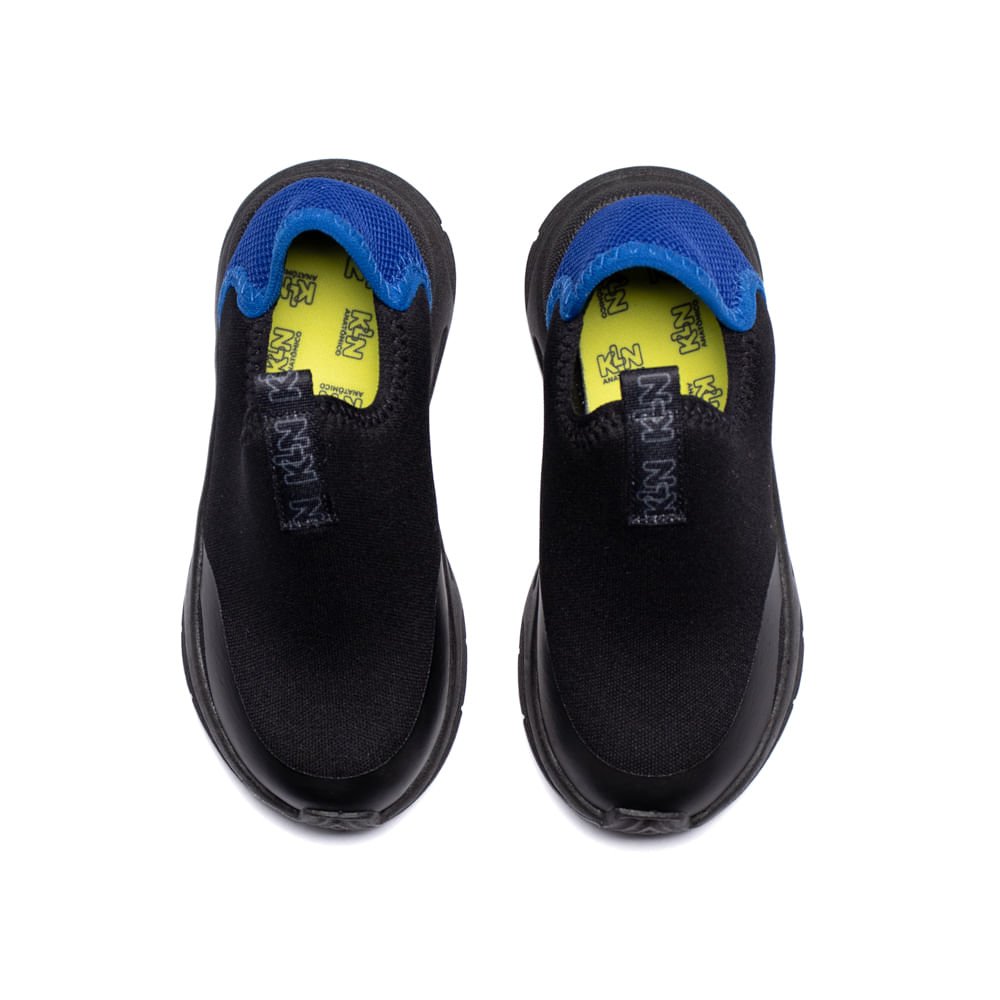 Tênis Infantil Klin Slip On Calce Fácil Têxtil Preto/Azul Preto/Azul 3
