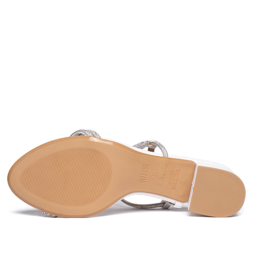 Sandália Feminina Vizzano Salto Bloco Strass Branco Branco 2