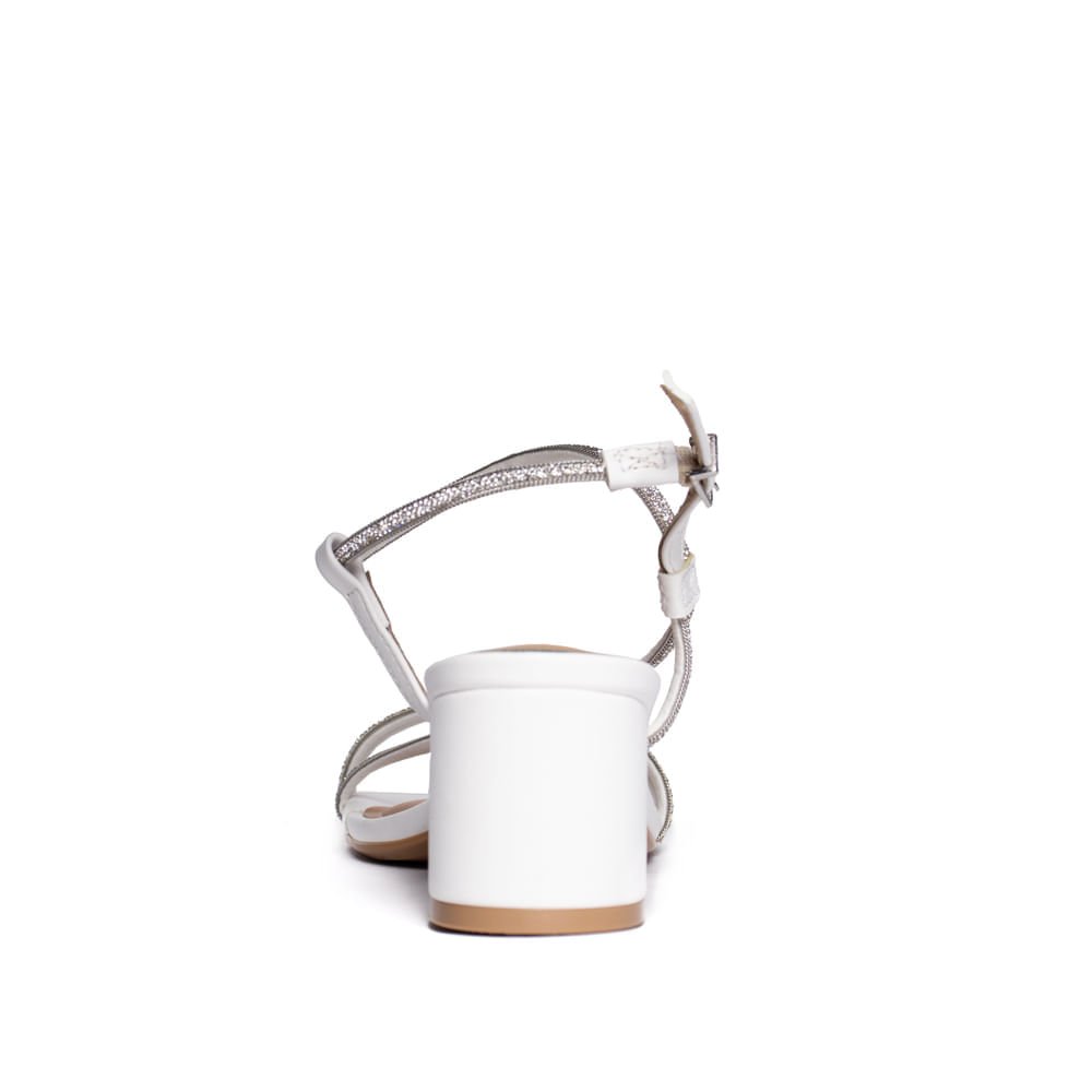 Sandália Feminina Vizzano Salto Bloco Strass Branco Branco 3