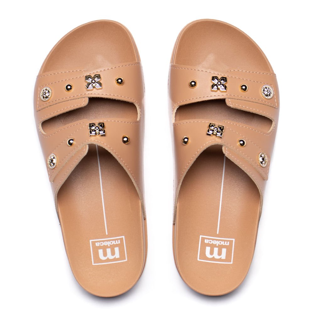 Chinelo Feminino Moleca Napa Aplicações Nude