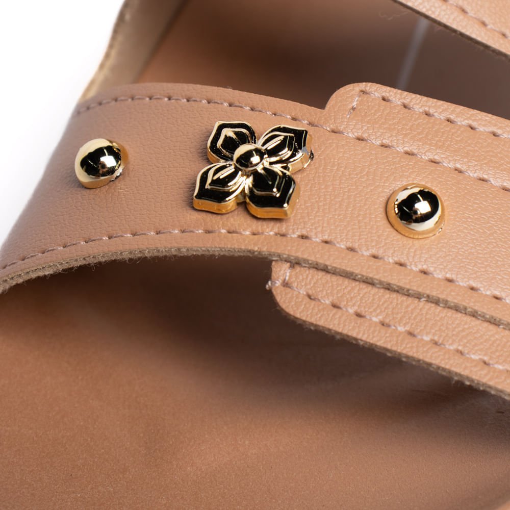 Chinelo Feminino Moleca Napa Aplicações Nude Nude 4