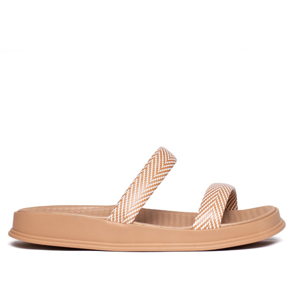 Chinelo Feminino Moleca Flatform Texturizado Bege/Branco Bege/Branco 2
