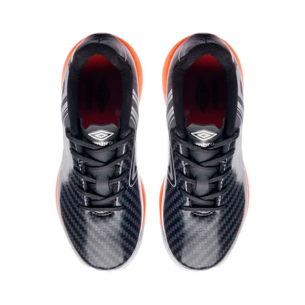 Chuteira Futsal Infantil Umbro Pro 5 Jr Grafismos Preto Preto/Laranja 4