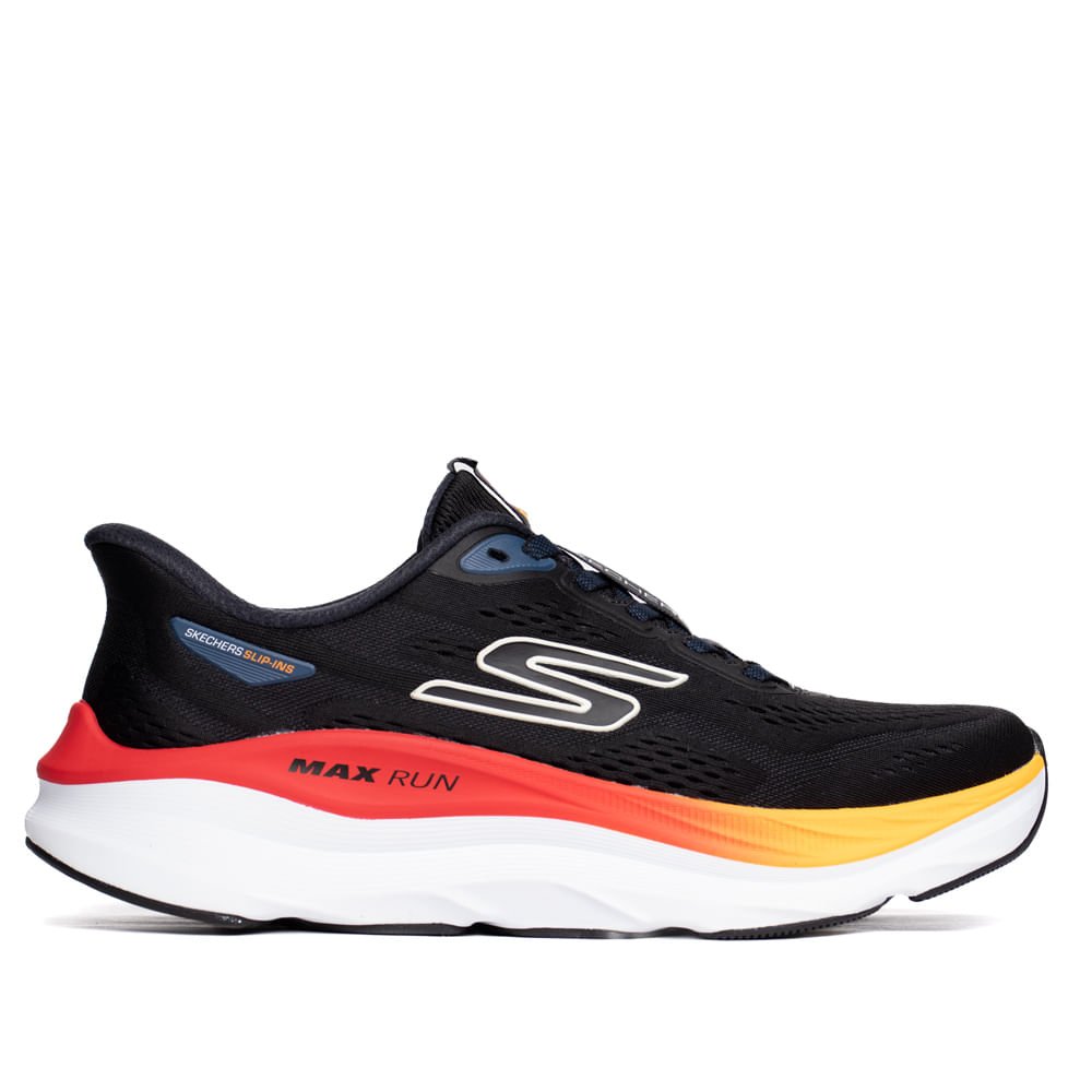 Tênis Masculino Skechers Max Run Slip-ins Preto/Multi