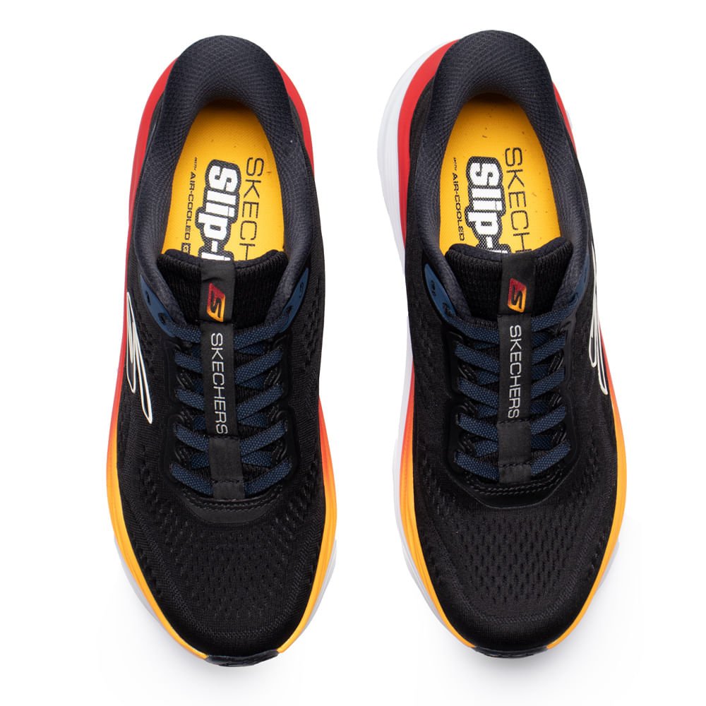 Tênis Masculino Skechers Max Run Slip-ins Preto/Multi Preto 4