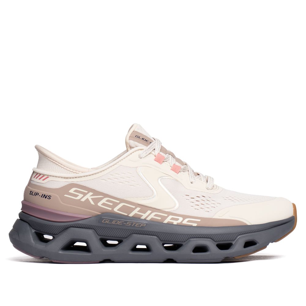 Tênis Feminino Skechers Glide Step Atlus Off White/Rosa