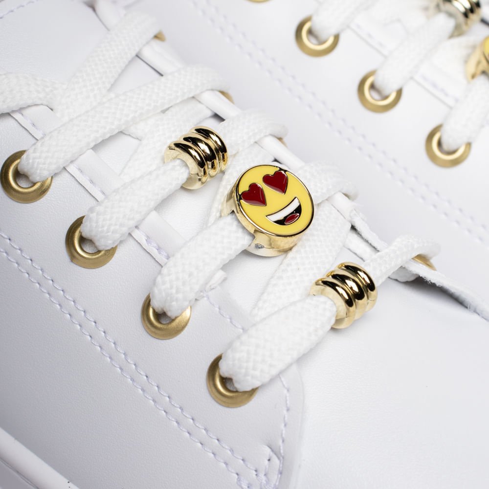 Tênis Feminino Moleca Casual Cadarço com Pins Branco Branco 5