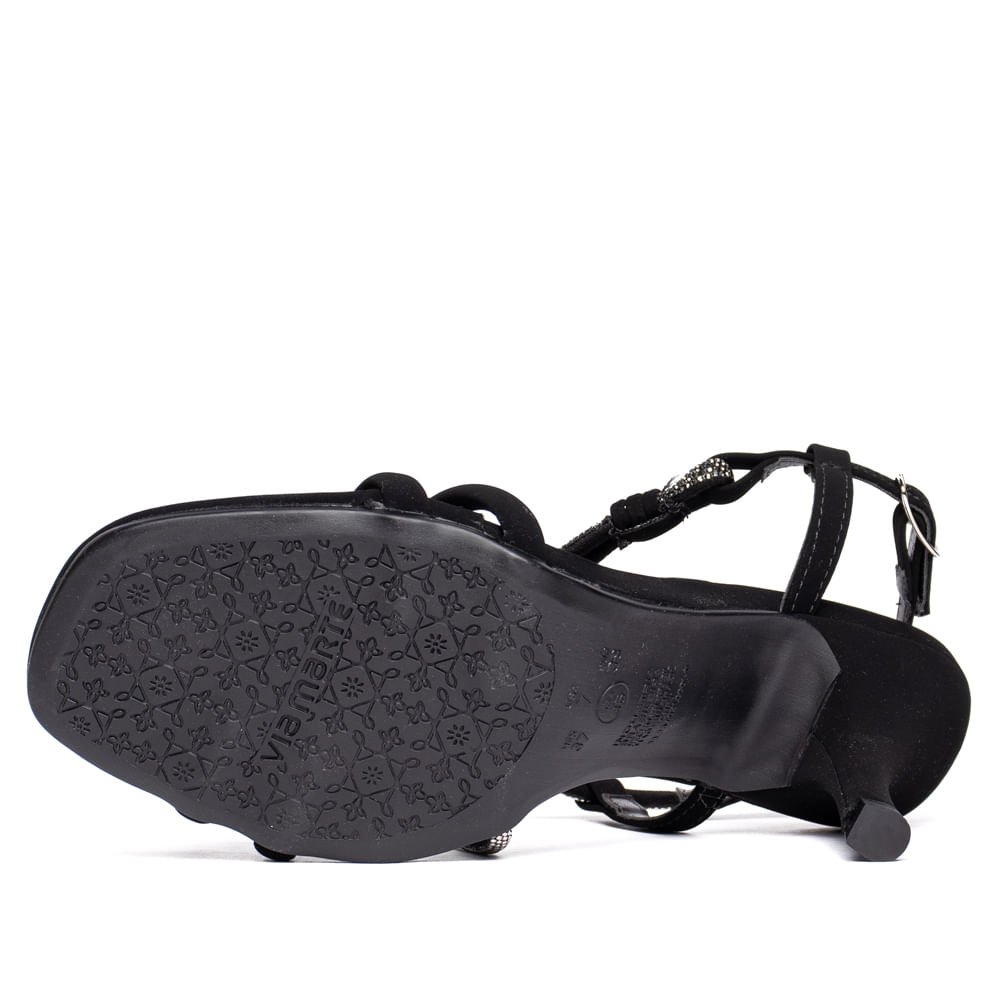 Sandália Feminina Via Marte Nobuck Salto Alto Strass Preto Preto 2