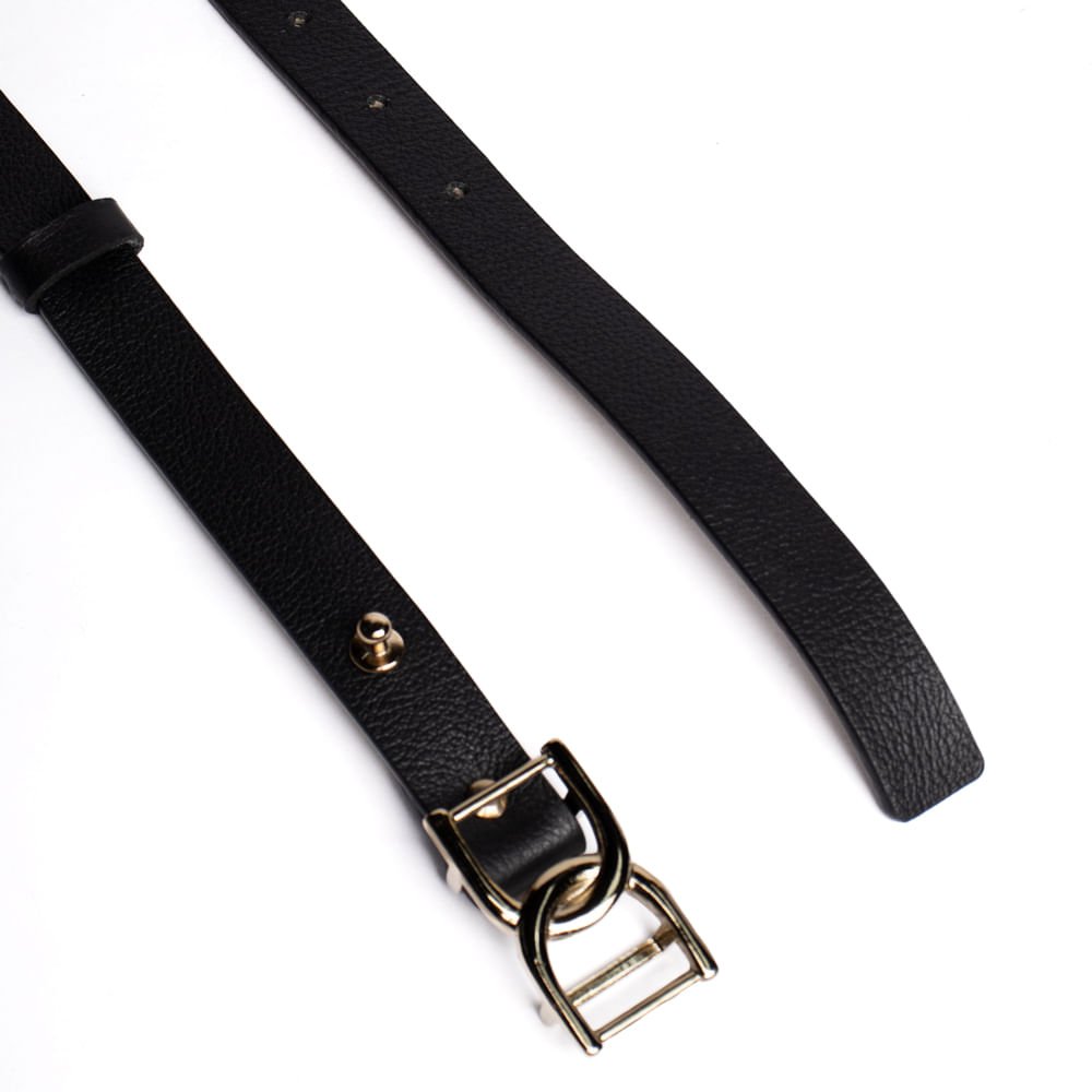 Cinto Feminino Dakota Couro Fivela Preto Preto 2