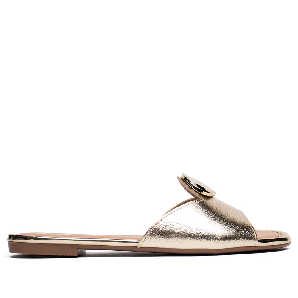 Rasteira Feminina Moleca Metalizada com Enfeite Dourado Dourado 2