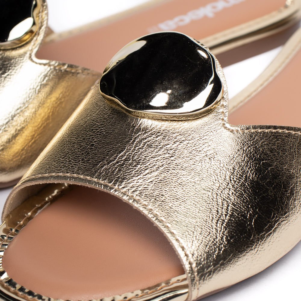 Rasteira Feminina Moleca Metalizada com Enfeite Dourado Dourado 4