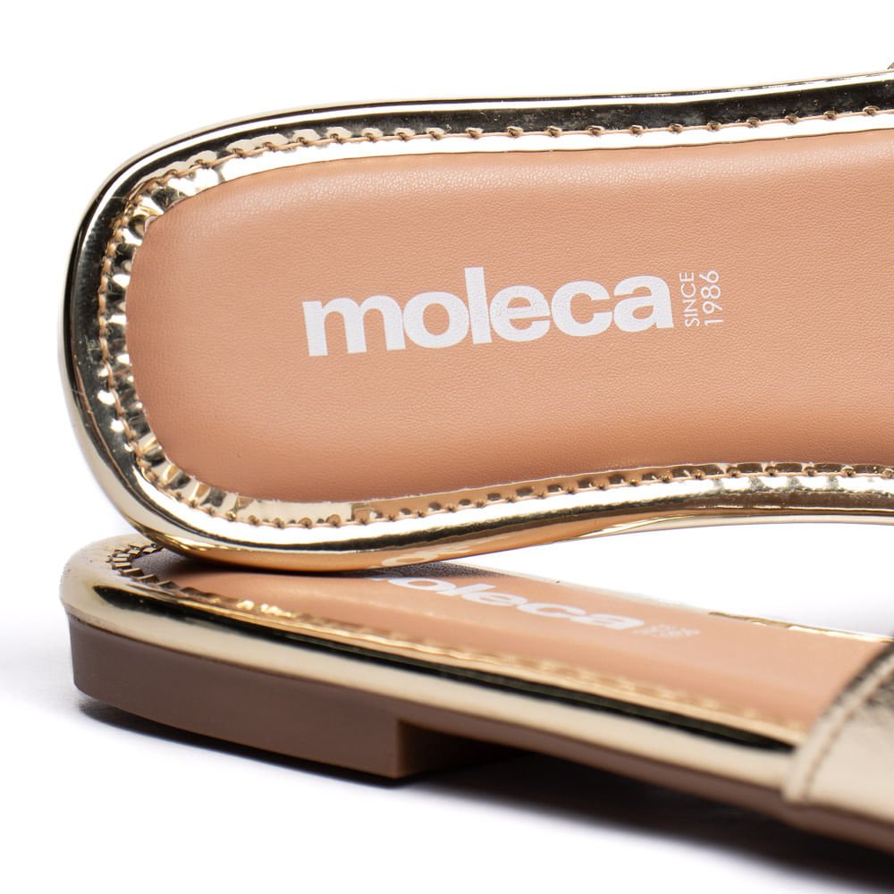 Rasteira Feminina Moleca Metalizada com Enfeite Dourado Dourado 5