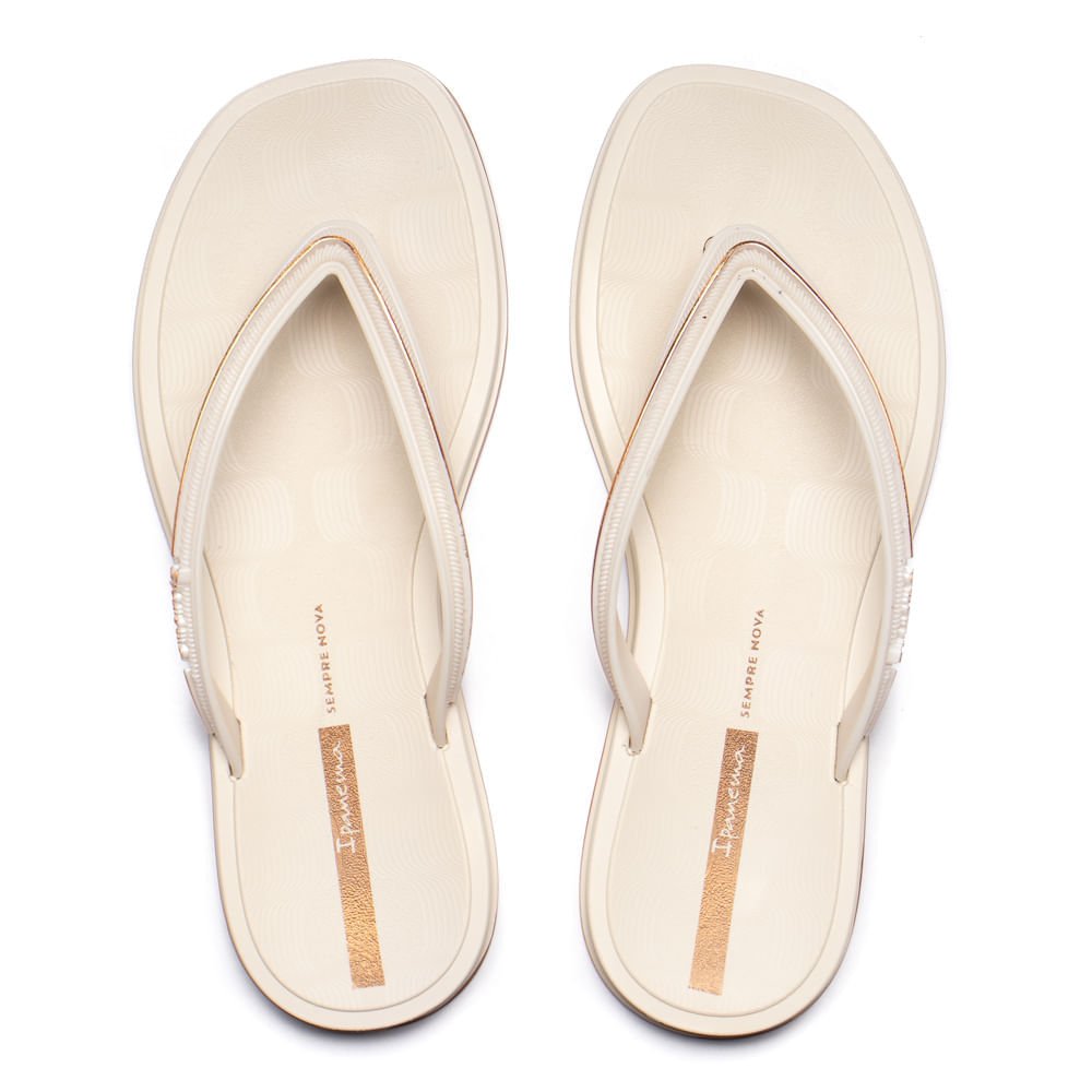 Chinelo Feminino Ipanema Glow Metalizado Bege/Dourado