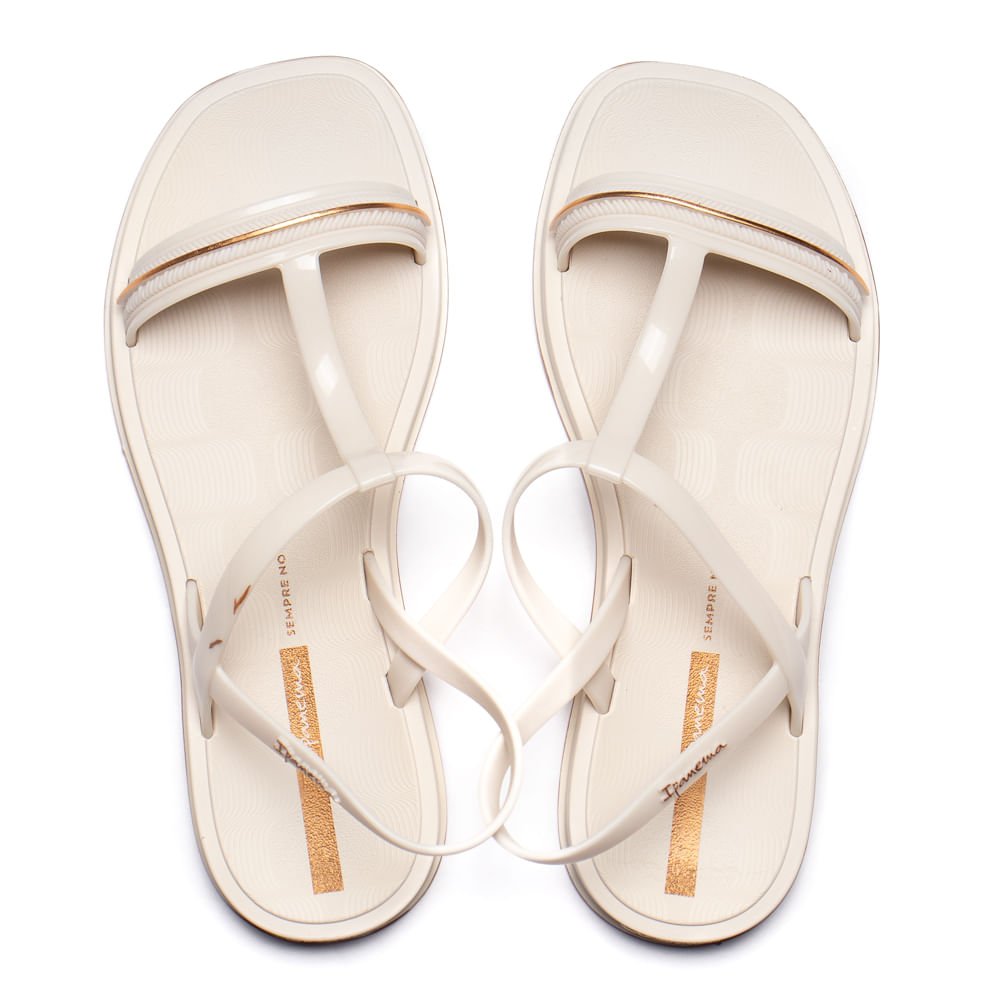 Sandália Rasteira Feminina Ipanema Glow Bege/Dourado Bege 3