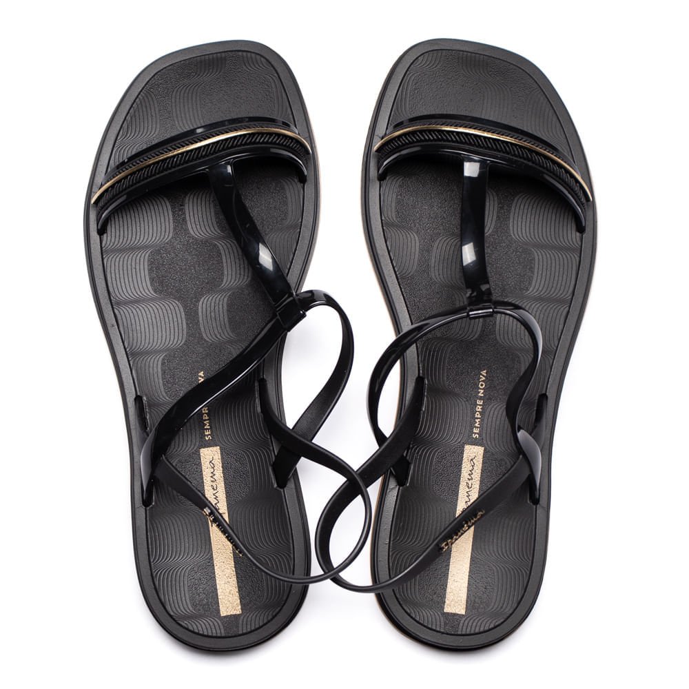 Sandália Rasteira Feminina Ipanema Glow Flatform Preto/Doura Preto 3