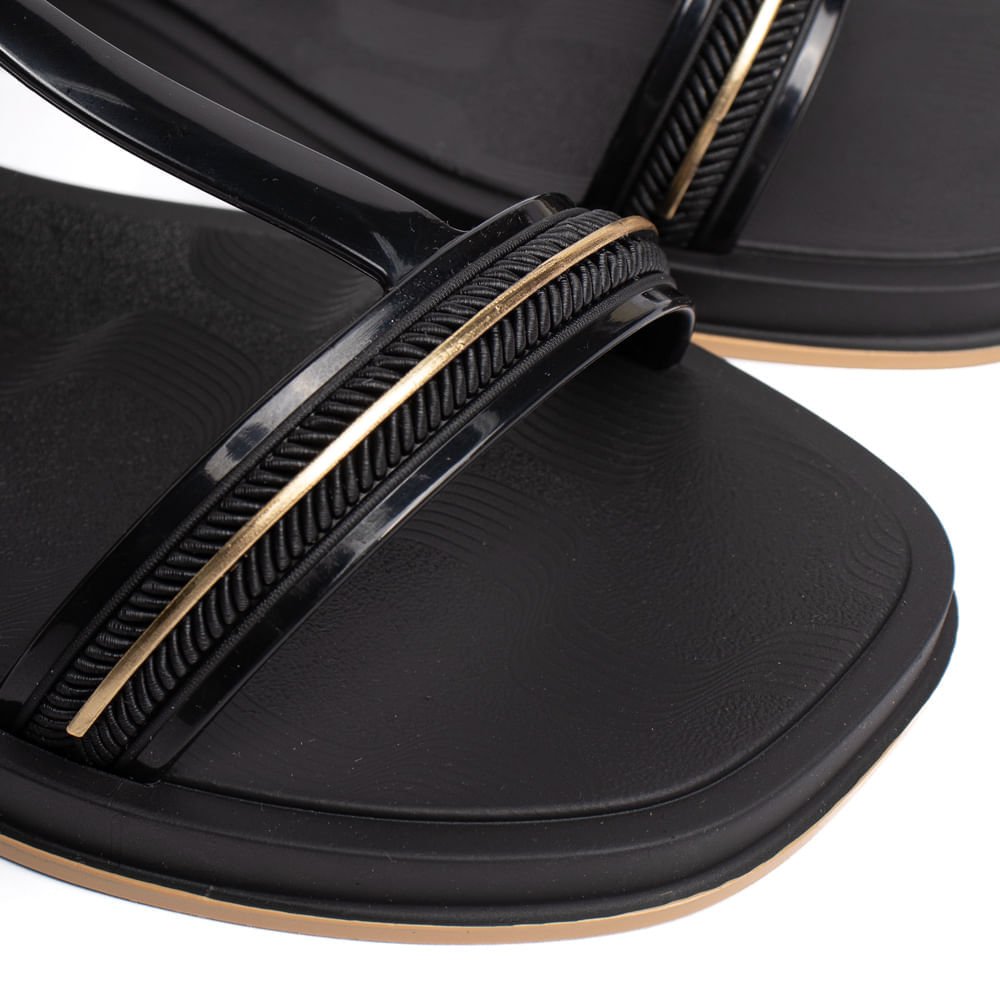 Sandália Rasteira Feminina Ipanema Glow Flatform Preto/Doura Preto 4