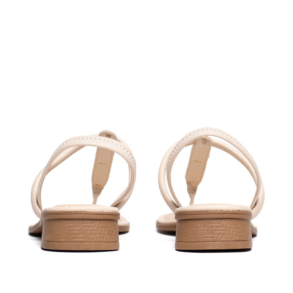 Sandália Feminina Mississipi Salto Baixo Pedrarias Bege Bege 3