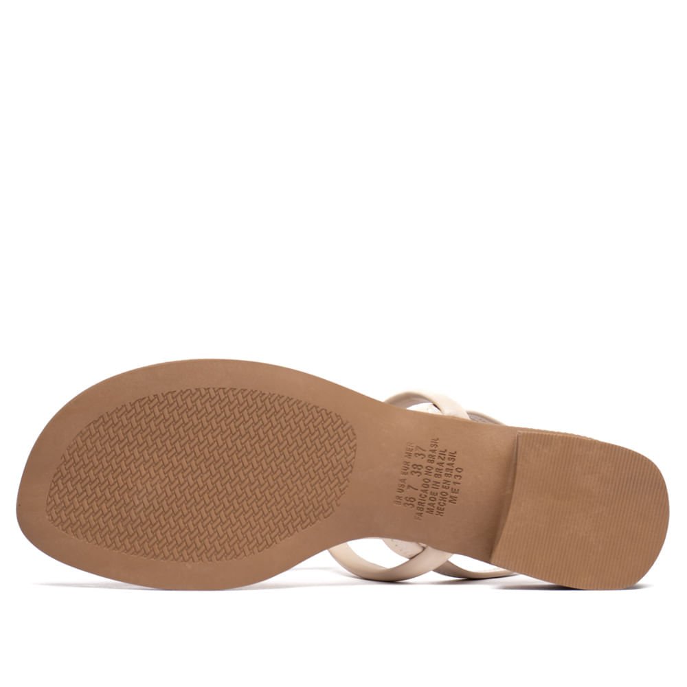 Sandália Feminina Mississipi Salto Baixo Pedrarias Bege Bege 2