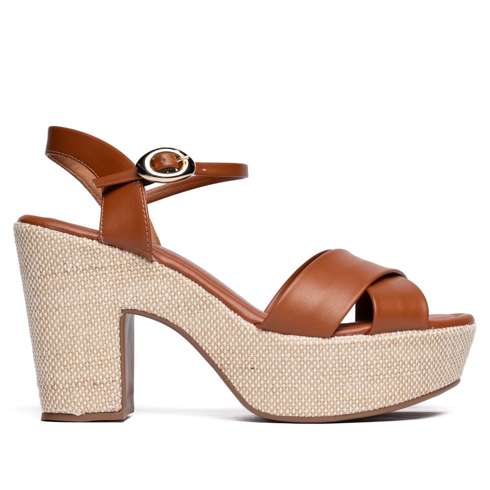 Sandália Feminina Bebecê Meia Pata Tiras Largas Marrom