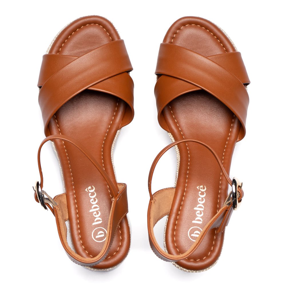 Sandália Feminina Bebecê Meia Pata Tiras Largas Marrom Marrom 4